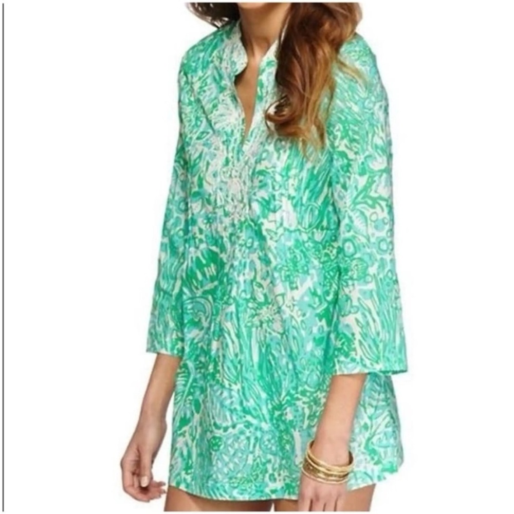 Lilly Pulitzer Sarasota Tunic Bungle In The Jungle Top Blue Green XS